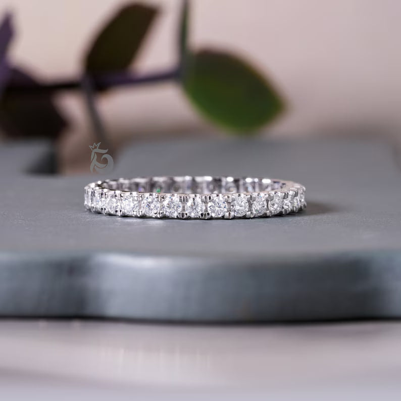1.80MM Moissanite Full Eternity Band, 10K Gold Stackable Wedding Ring, Anniversary Gift for Her