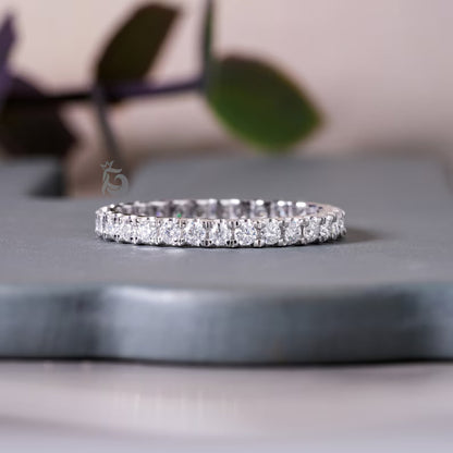1.80MM Moissanite Full Eternity Band, 10K Gold Stackable Wedding Ring, Anniversary Gift for Her