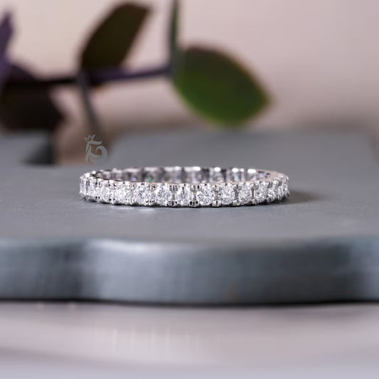 1.80MM Moissanite Full Eternity Band, 10K Gold Stackable Wedding Ring, Anniversary Gift for Her