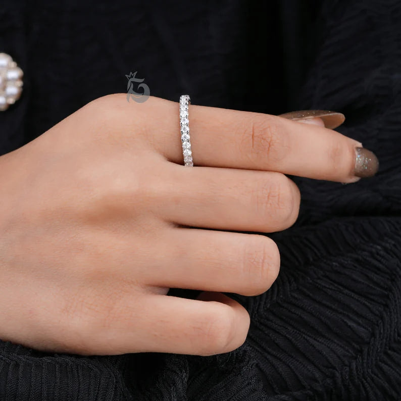 1.80MM Moissanite Full Eternity Band, 10K Gold Stackable Wedding Ring, Anniversary Gift for Her