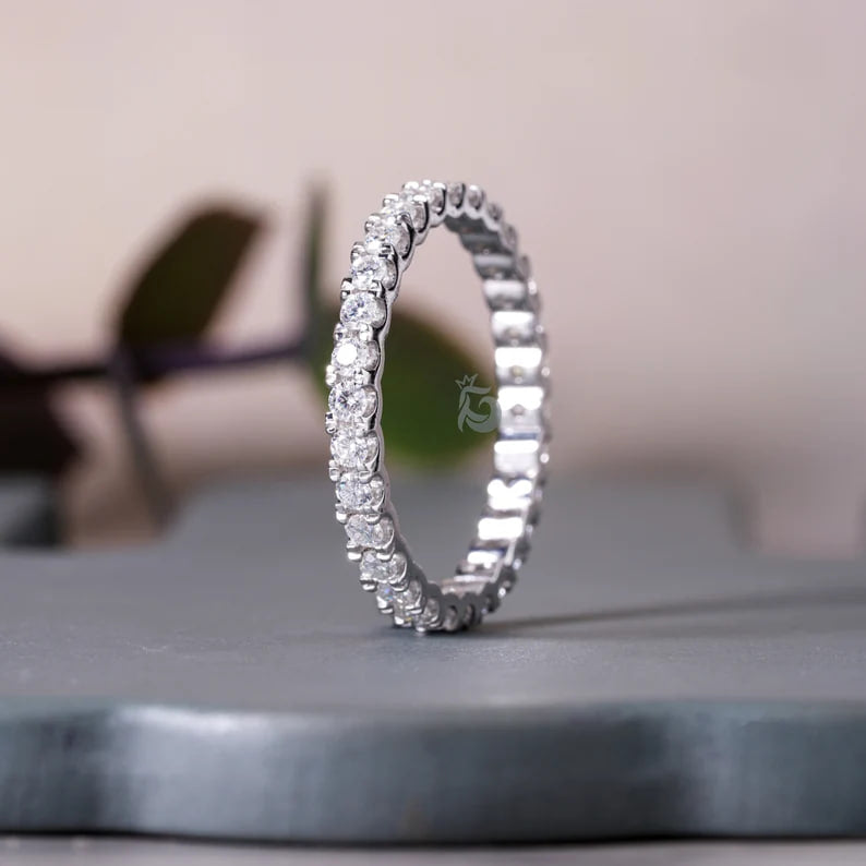 1.80MM Moissanite Full Eternity Band, 10K Gold Stackable Wedding Ring, Anniversary Gift for Her