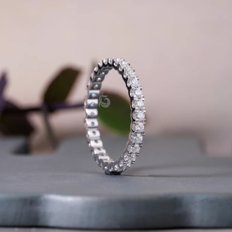 1.80MM Moissanite Full Eternity Band, 10K Gold Stackable Wedding Ring, Anniversary Gift for Her