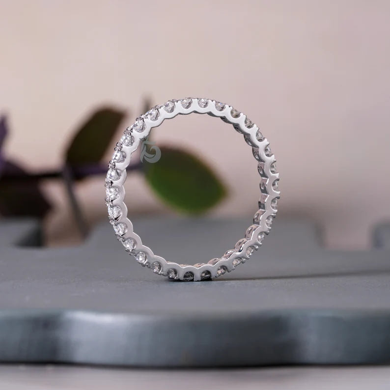 1.80MM Moissanite Full Eternity Band, 10K Gold Stackable Wedding Ring, Anniversary Gift for Her