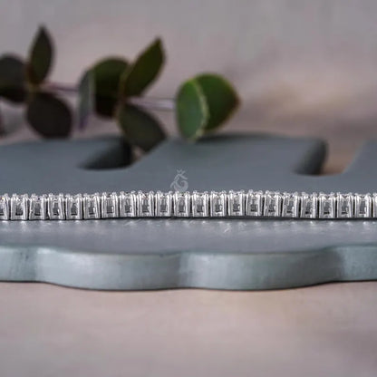 3MM Moissanite Tennis Bracelet, 14K White Gold Diamond Bracelet, Dainty Anniversary Gift for Her