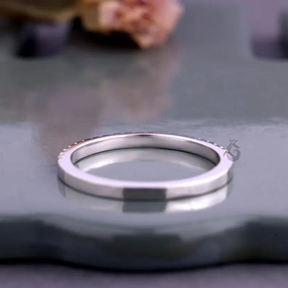 Ruby and Moissanite Full Eternity Band, July Birthstone Stackable Wedding Ring