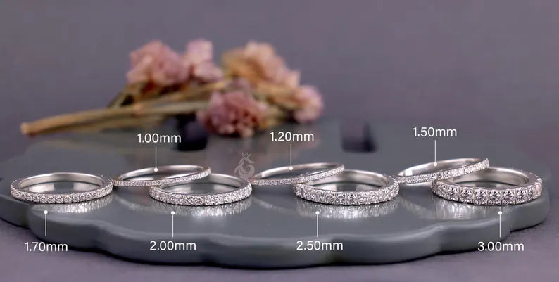 1mm Micro Pave Lab Grown Diamond Eternity Band, 14K White Gold Stacking Ring