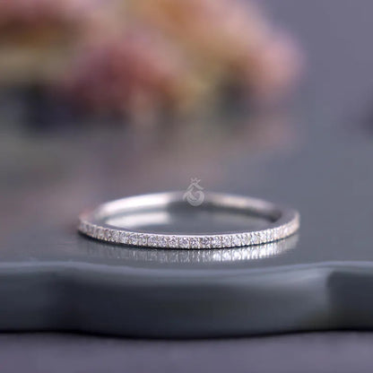 1.20mm Lab Grown Diamond Full Eternity Band, 14K Solid Gold Micro Pave Wedding Ring