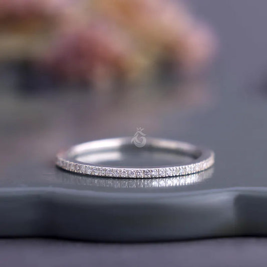 1.20mm Lab Grown Diamond Full Eternity Band, 14K Solid Gold Micro Pave Wedding Ring