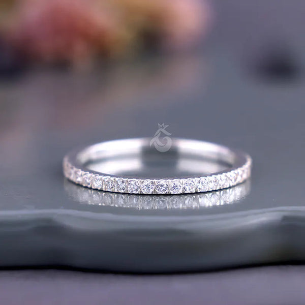 1.50mm Lab Grown Diamond Full Eternity Ring, Micro Pave Stackable Wedd ...