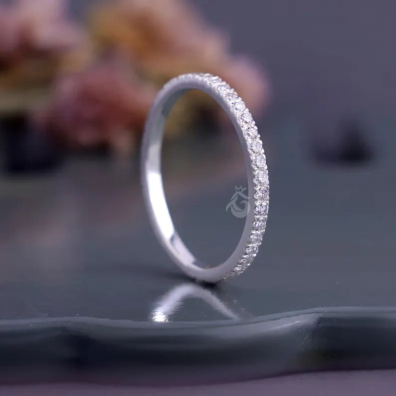 1.50mm Lab Grown Diamond Full Eternity Ring, Micro Pave Stackable Wedding Band