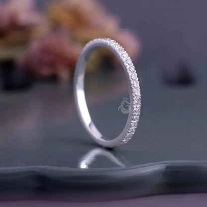 1.50mm Lab Grown Diamond Full Eternity Ring, Micro Pave Stackable Wedding Band
