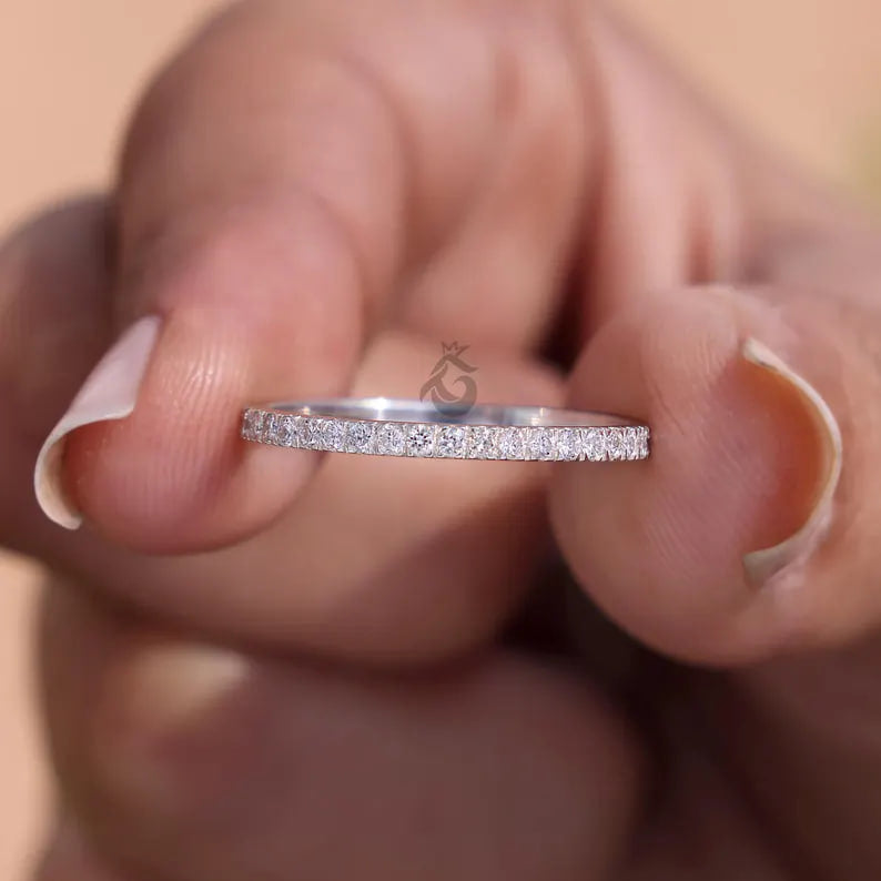 1.50mm Lab Grown Diamond Full Eternity Ring, Micro Pave Stackable Wedding Band
