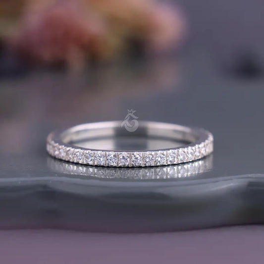 1.70mm Lab Grown Diamond Eternity Band, Micro Pave 14K White Gold Stackable Wedding Ring