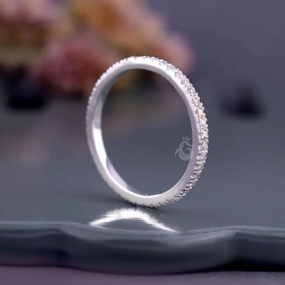 1.70mm Lab Grown Diamond Eternity Band, Micro Pave 14K White Gold Stackable Wedding Ring