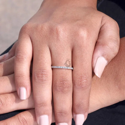 1.70mm Lab Grown Diamond Eternity Band, Micro Pave 14K White Gold Stackable Wedding Ring