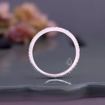 1.70mm Lab Grown Diamond Eternity Band, Micro Pave 14K White Gold Stackable Wedding Ring
