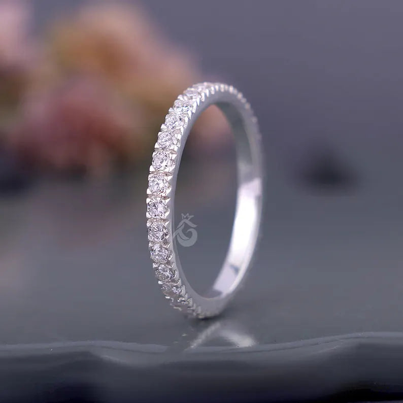 2.00mm Lab Grown Diamond Eternity Band, 18K White Gold Wedding Ring