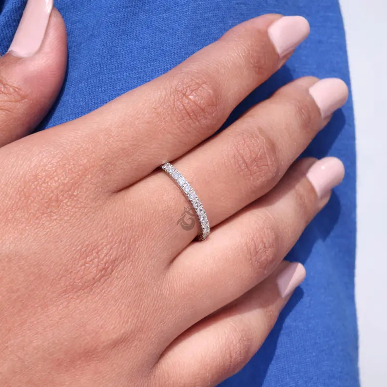 2.00mm Lab Grown Diamond Eternity Band, 18K White Gold Wedding Ring