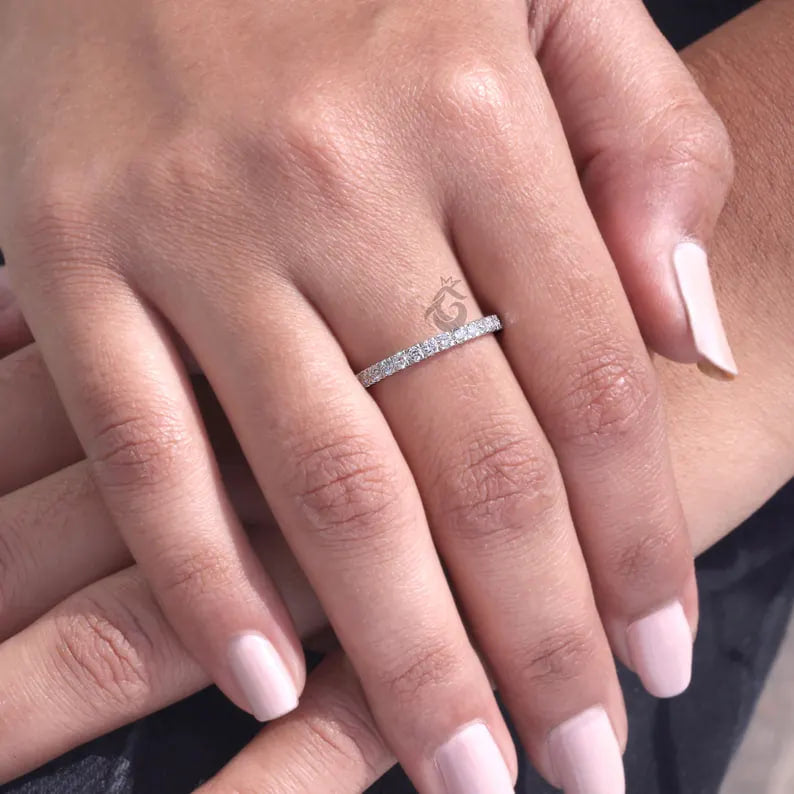 2.00mm Lab Grown Diamond Eternity Band, 18K White Gold Wedding Ring