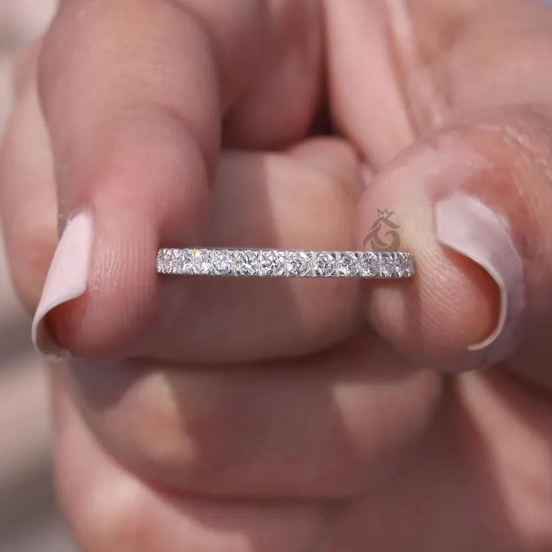 2.00mm Lab Grown Diamond Eternity Band, 18K White Gold Wedding Ring