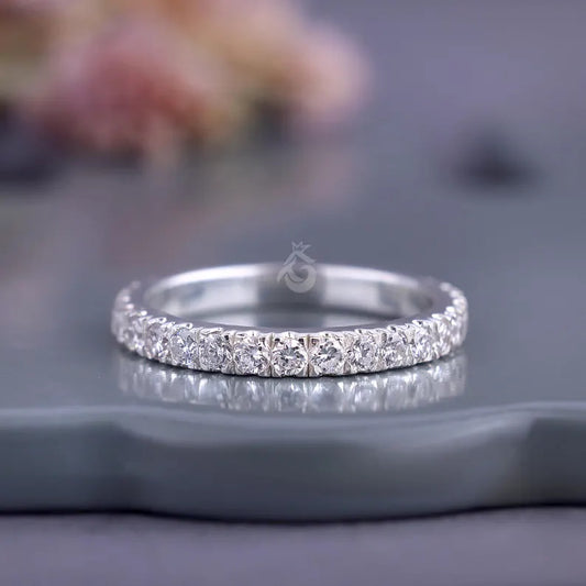 2.50mm Lab Grown Diamond Eternity Band, 10K White Gold Wedding Ring