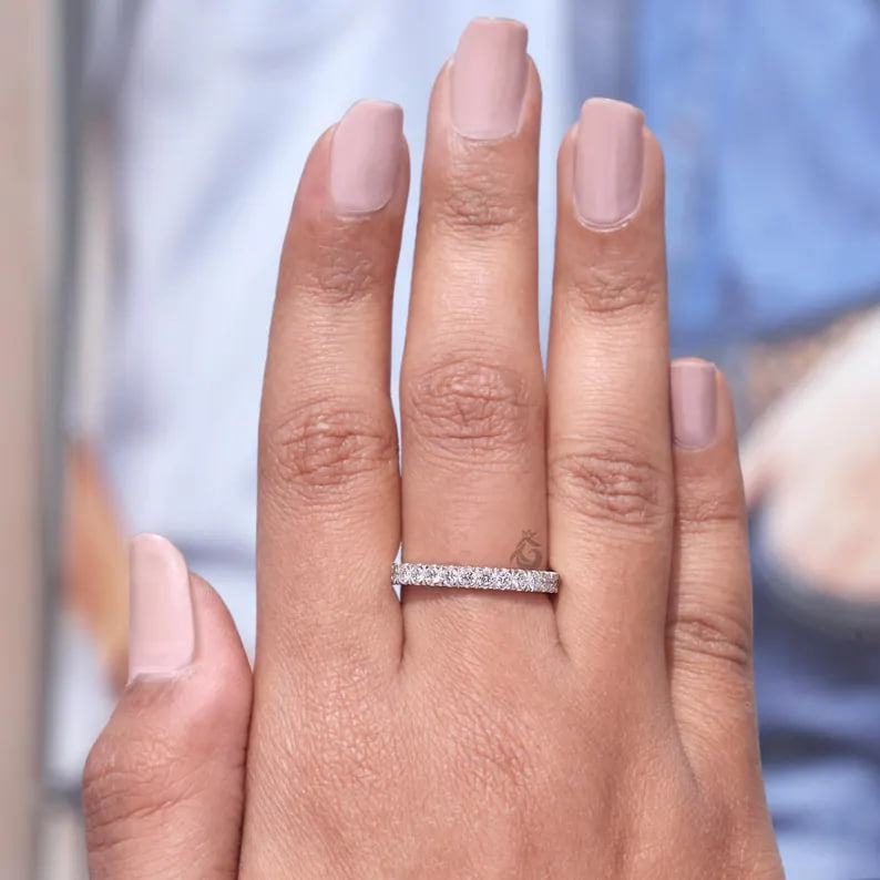 2.50mm Lab Grown Diamond Eternity Band, 10K White Gold Wedding Ring