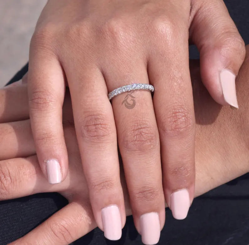 2.50mm Lab Grown Diamond Eternity Band, 10K White Gold Wedding Ring