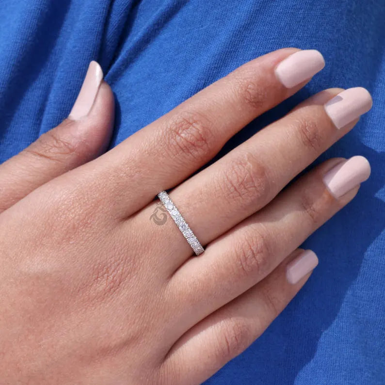 2.50mm Lab Grown Diamond Eternity Band, 10K White Gold Wedding Ring