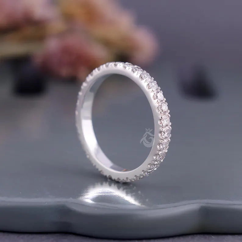 2.50mm Lab Grown Diamond Eternity Band, 10K White Gold Wedding Ring