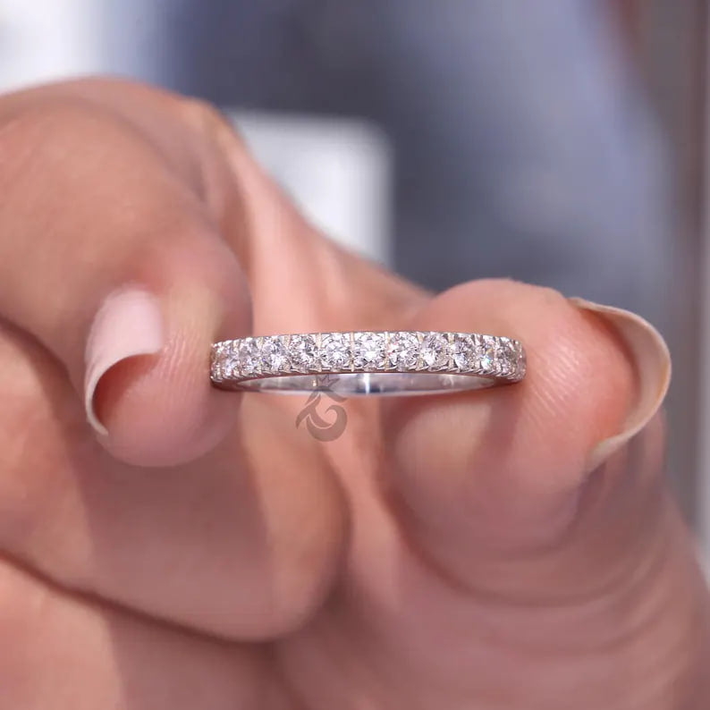 2.50mm Lab Grown Diamond Eternity Band, 10K White Gold Wedding Ring