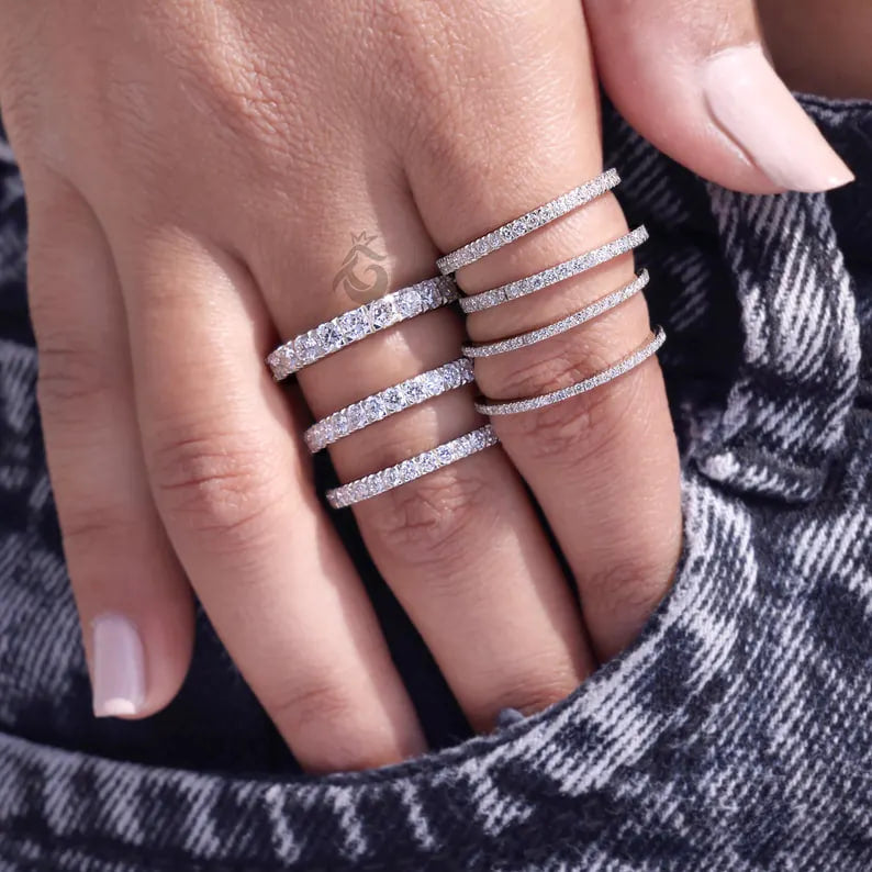2.50mm Lab Grown Diamond Eternity Band, 10K White Gold Wedding Ring