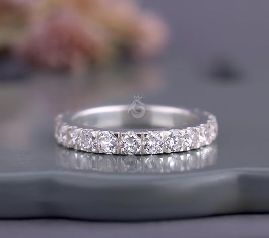 3mm Lab Grown Diamond Micro Pave Eternity Band, Stackable Wedding Ring