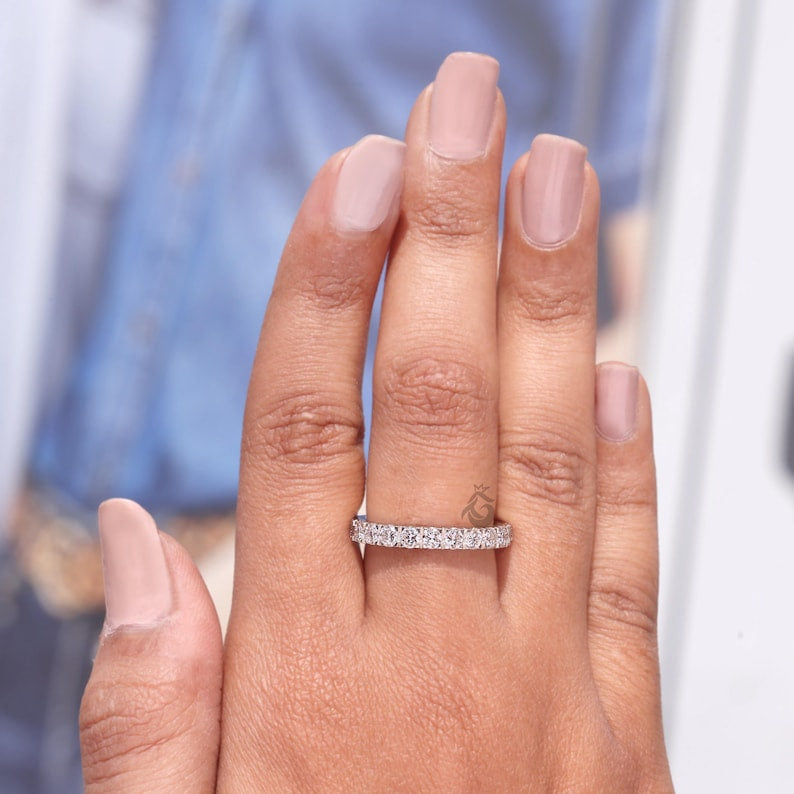 3mm Lab Grown Diamond Micro Pave Eternity Band, Stackable Wedding Ring