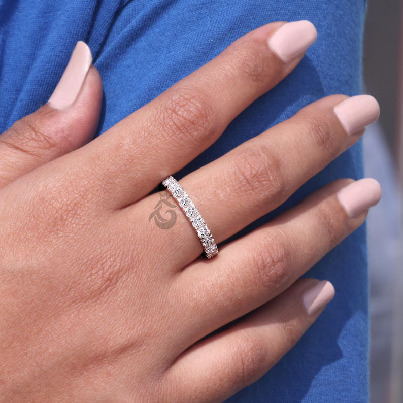 3mm Lab Grown Diamond Micro Pave Eternity Band, Stackable Wedding Ring