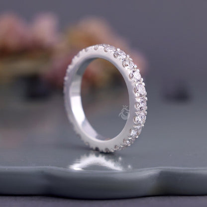 3mm Lab Grown Diamond Micro Pave Eternity Band, Stackable Wedding Ring