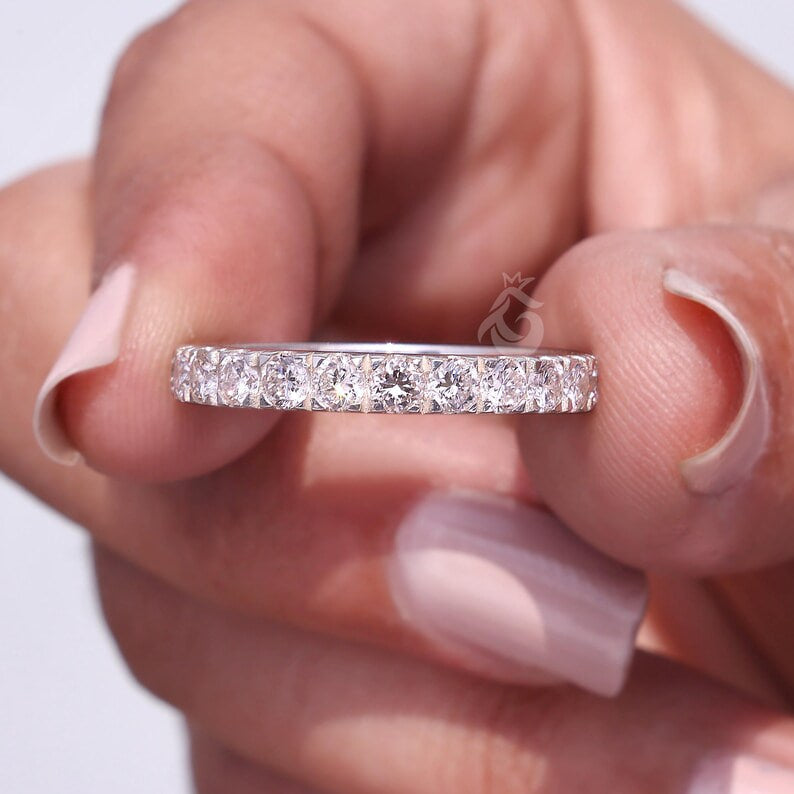 3mm Lab Grown Diamond Micro Pave Eternity Band, Stackable Wedding Ring