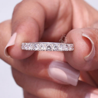 3mm Lab Grown Diamond Micro Pave Eternity Band, Stackable Wedding Ring