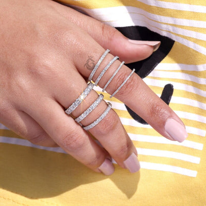 3mm Lab Grown Diamond Micro Pave Eternity Band, Stackable Wedding Ring