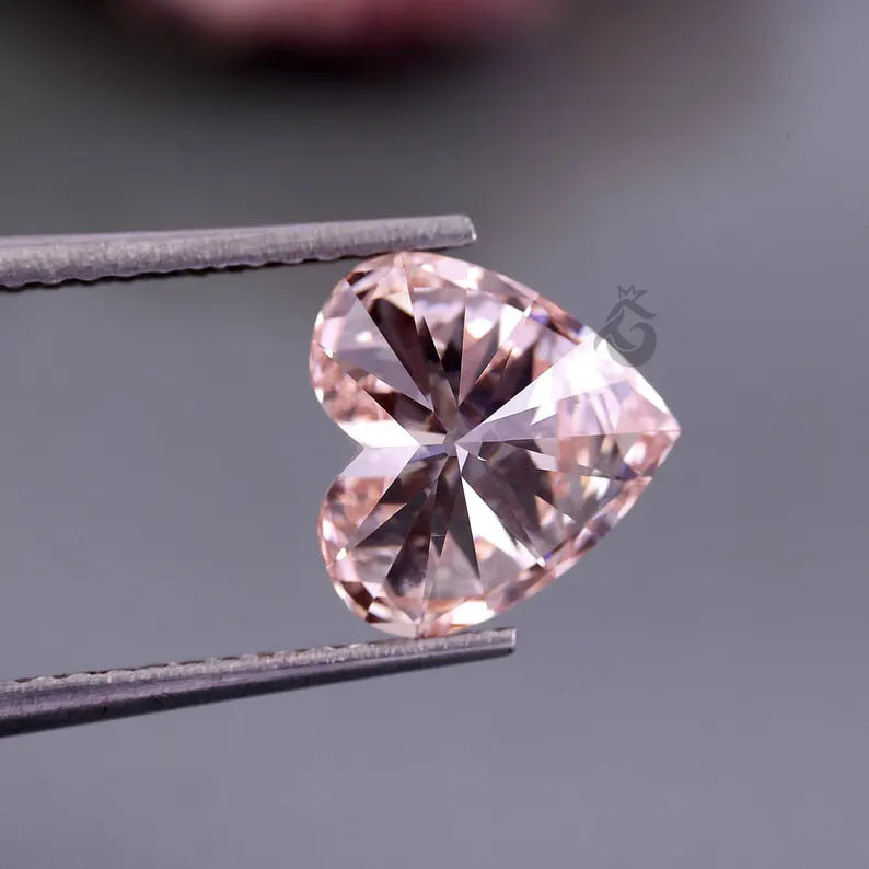 3 CT Heart Shape Fancy Pink Lab Grown Diamond, IGI Certified Loose Diamond for Ring or Pendant