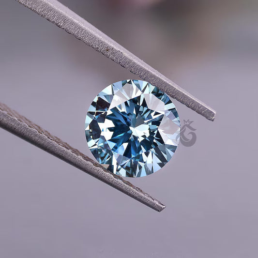 0.75 CT Round Brilliant Cut Fancy Blue Lab Grown Diamond, Loose Diamond for Ring or Pendant