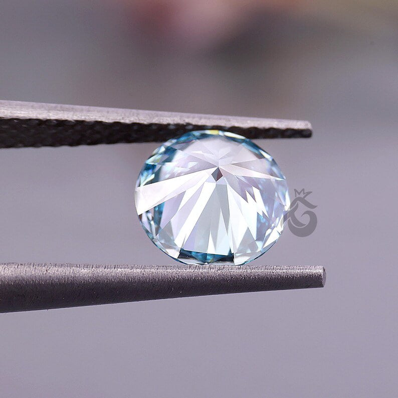 0.75 CT Round Brilliant Cut Fancy Blue Lab Grown Diamond, Loose Diamond for Ring or Pendant