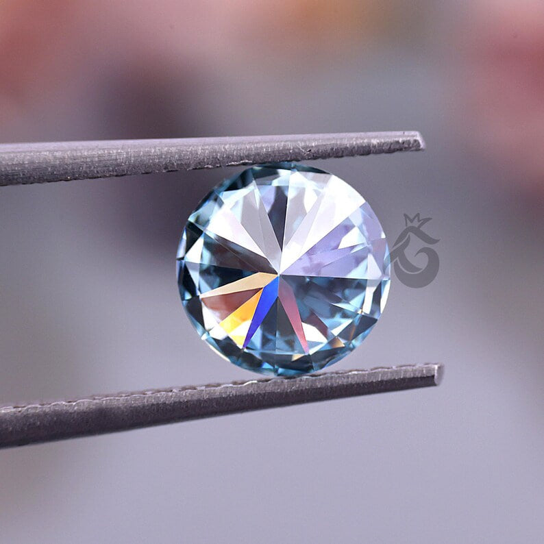0.75 CT Round Brilliant Cut Fancy Blue Lab Grown Diamond, Loose Diamond for Ring or Pendant