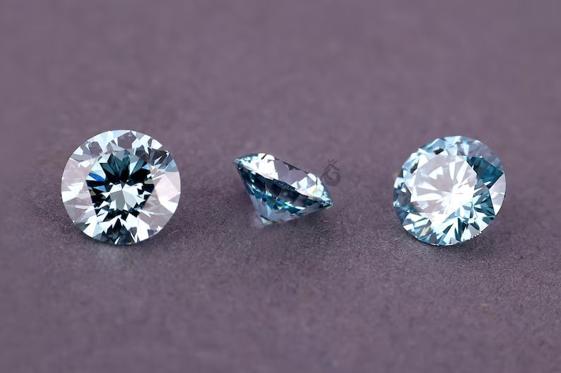 0.75 CT Round Brilliant Cut Fancy Blue Lab Grown Diamond, Loose Diamond for Ring or Pendant