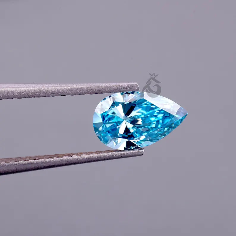 2.10 CT Pear Cut Fancy Vivid Blue Lab Grown Diamond, IGI Certified Loose Diamond for Custom Ring or Gift