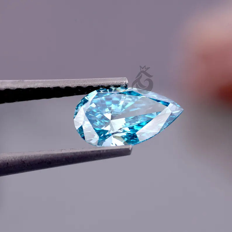 2.10 CT Pear Cut Fancy Vivid Blue Lab Grown Diamond, IGI Certified Loose Diamond for Custom Ring or Gift