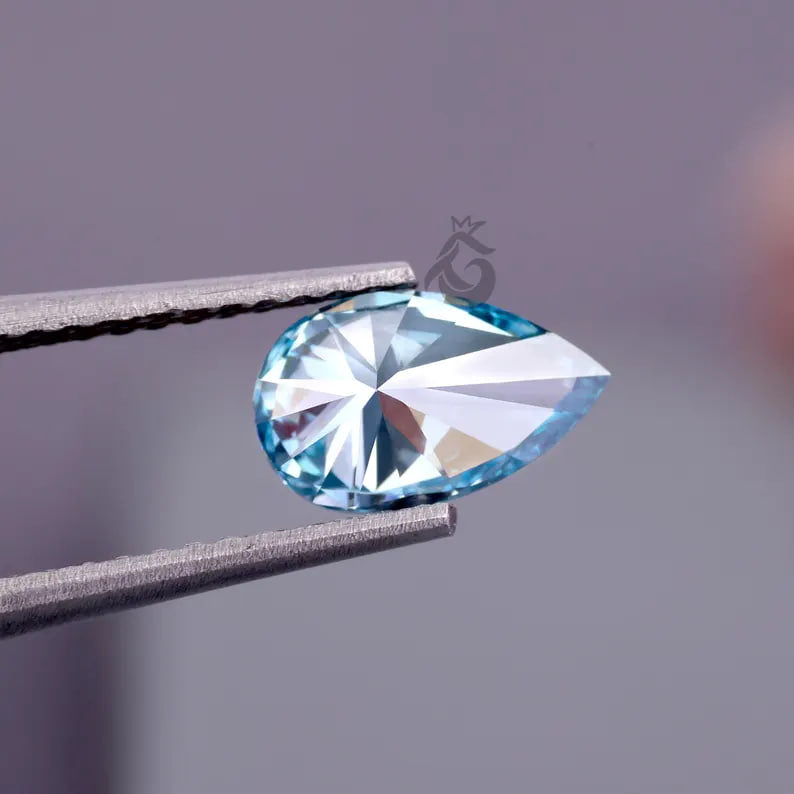 2.10 CT Pear Cut Fancy Vivid Blue Lab Grown Diamond, IGI Certified Loose Diamond for Custom Ring or Gift