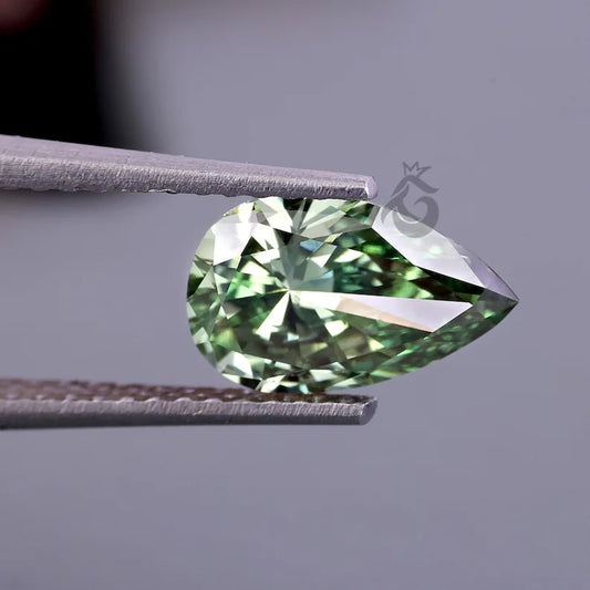 3.01 CT Fancy Green Pear Cut Lab Grown Diamond, Loose Diamond for Custom Ring, Pendant, or Gift