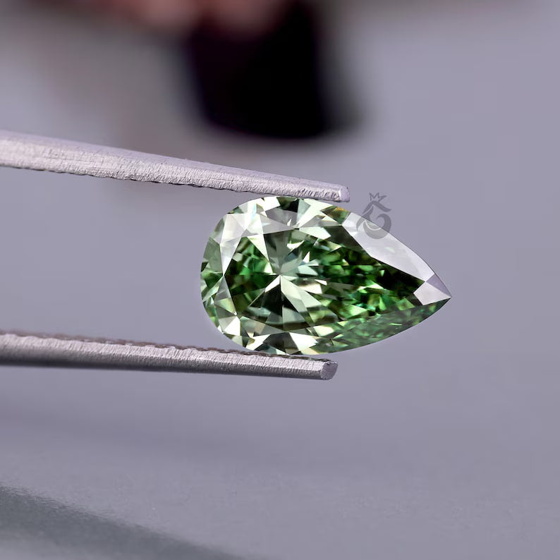 3.01 CT Fancy Green Pear Cut Lab Grown Diamond, Loose Diamond for Custom Ring, Pendant, or Gift