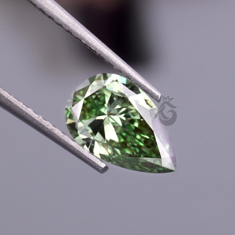 3.01 CT Fancy Green Pear Cut Lab Grown Diamond, Loose Diamond for Custom Ring, Pendant, or Gift