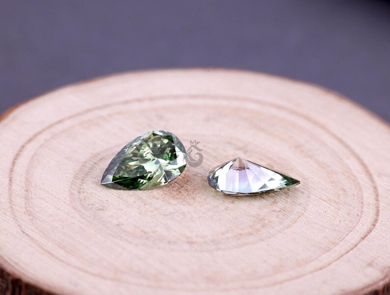 3.01 CT Fancy Green Pear Cut Lab Grown Diamond, Loose Diamond for Custom Ring, Pendant, or Gift